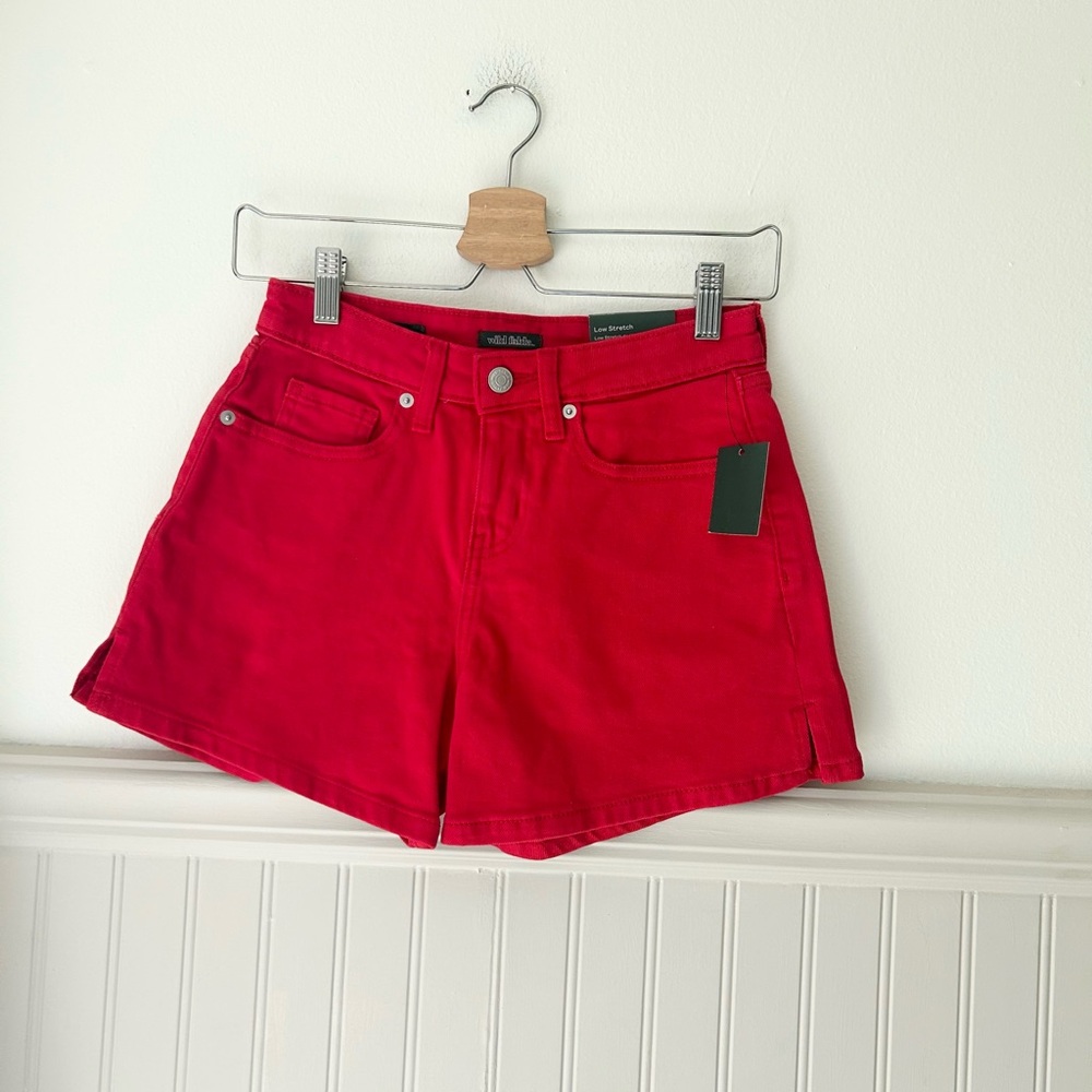 ⭐️ NEW Wild Fable Size 00 Bright Red Mid Rise Midi Jean Shorts